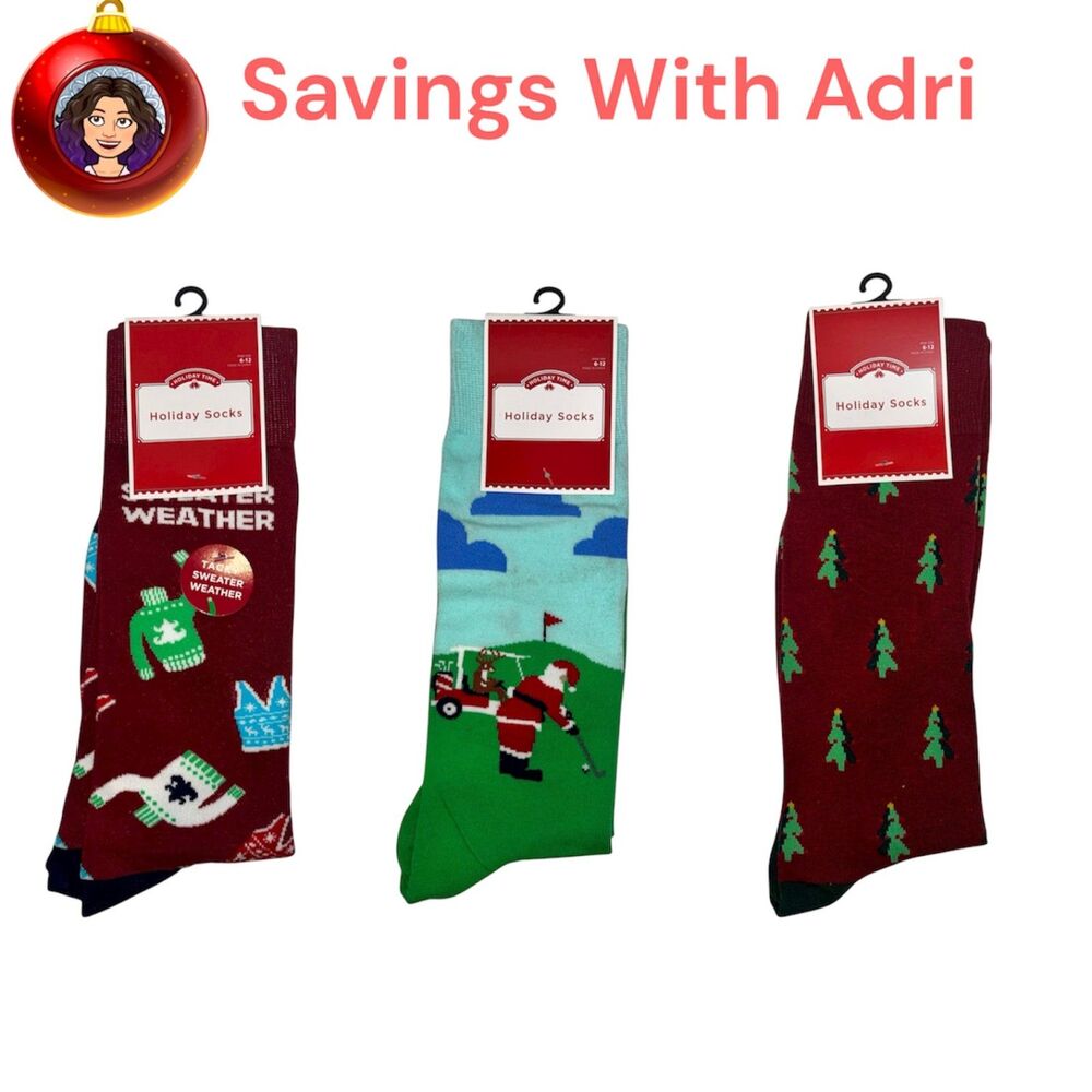 3x Holiday Time Men's Holiday Socks  Size 6-12